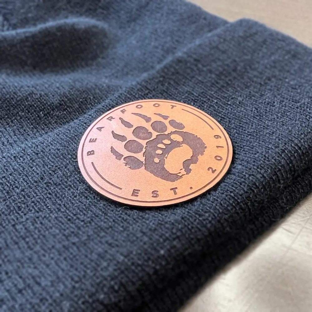 Leather Patch Beanie - Image 2