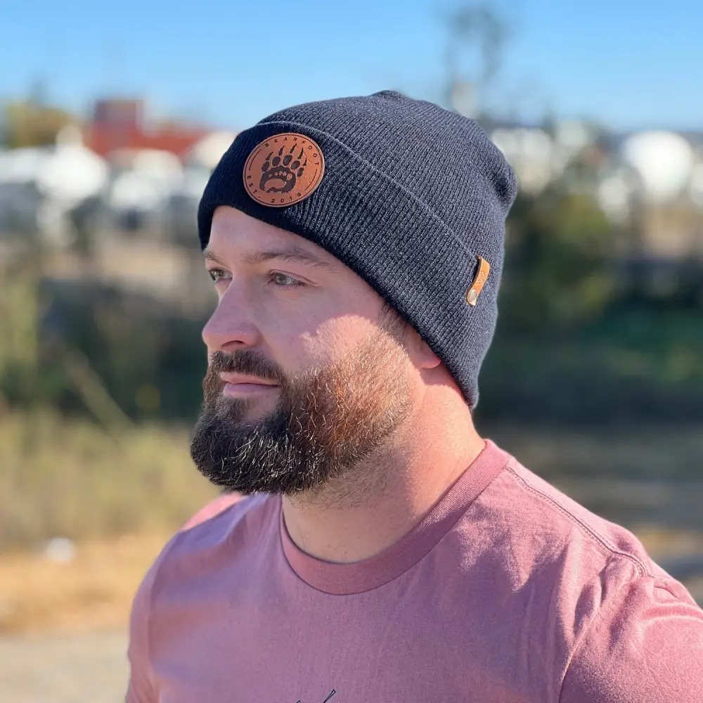 Leather Patch Beanie - Image 3